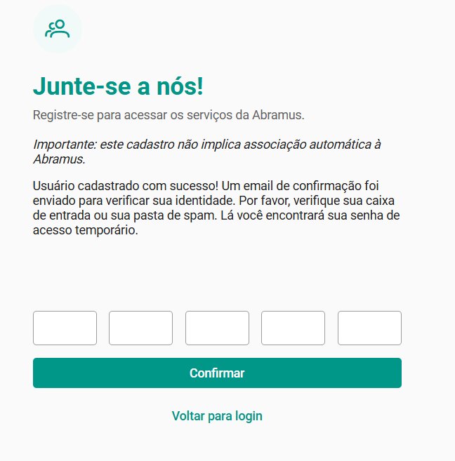 Tela de validação com campo para o código de 5 dígitos
