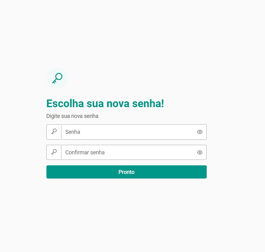 Tela de criação de senha com campo de senha e confirmação